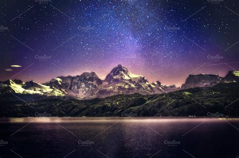 Night sky landscape with starry sky ~ Nature Photos ~ Creative Market