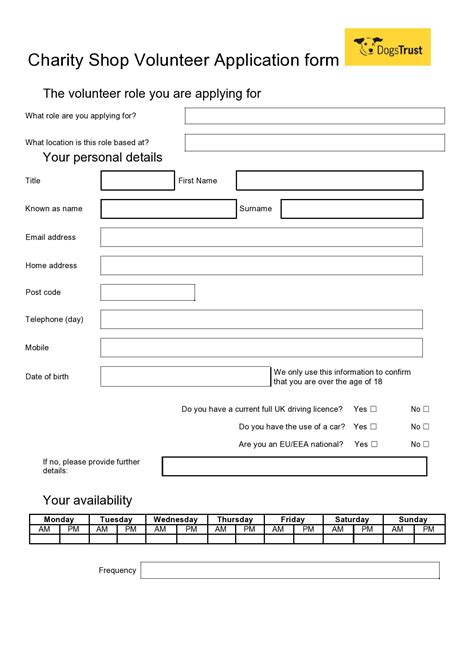 Printable Volunteer Form - Printable Forms Free Online