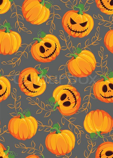 Halloween pumpkin seamless pattern on ... | Stock vector | Colourbox