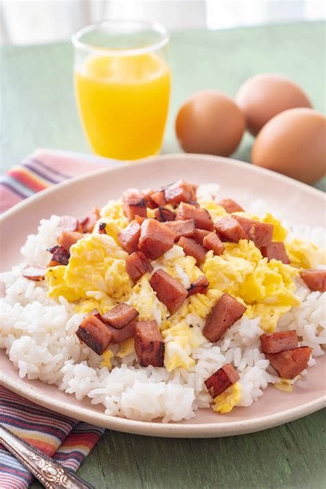 SPAM Eggs and Rice Recipe from Hawaii - Eating Richly