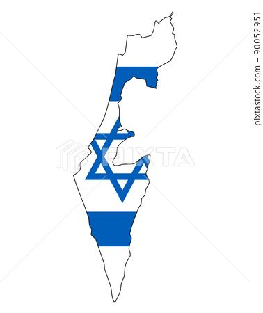 Israel map with flag - outline of a state with... - Stock Illustration ...