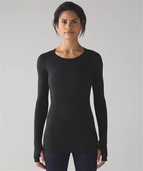 lululemon Women's Swiftly Tech Long Sleeve Crew, Black/Black, Size 12 ...