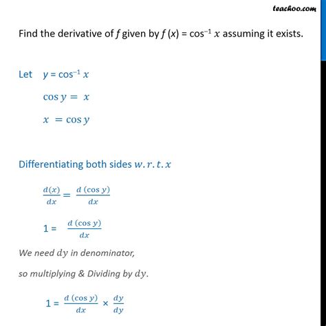 Find the Derivative of cos-1 x (Cos inverse x) - Teachoo