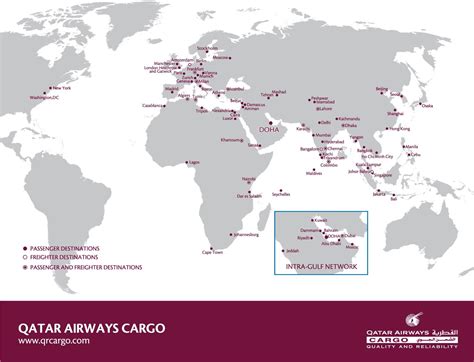 Qatar airways destinations map - Qatar airways network map (Western ...