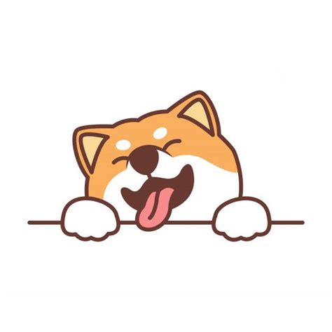 Premium Vector | Cute shiba inu dog paws up over wall | Cute dog ...