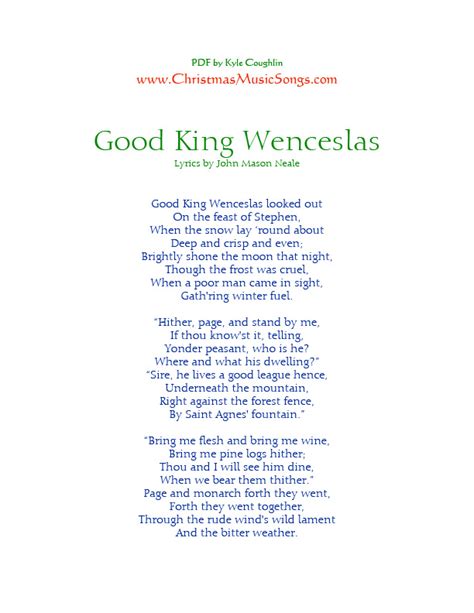 Words To Good King Wenceslas Printable