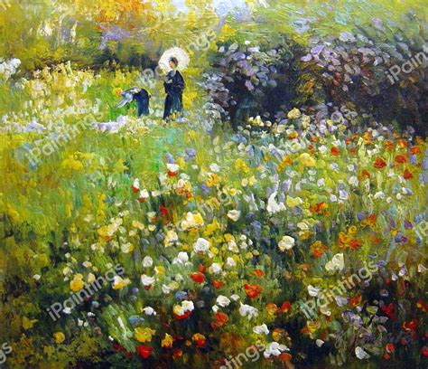 Woman With A Parasol In A Garden Painting by Pierre-Auguste Renoir ...