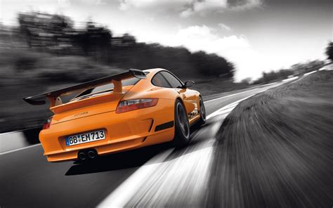 car, Motion Blur, Rear View, Porsche, Porsche GT3RS, Orange Cars ...