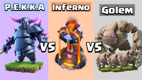 Every Level Inferno Tower VS Every Level P.E.K.K.A and Golem | Clash of ...