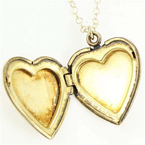 Heart Locket Pendant Necklace 12K Gold Filled Sterling Vintage circa ...