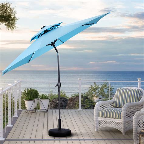 Ainfox 2 Tiers Vented 10Ft Patio Umbrella Solar Led Lights Market Table ...