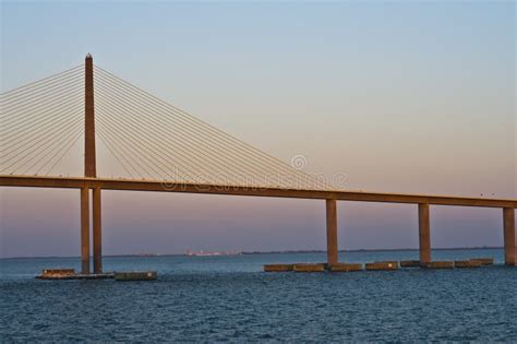 Sunshine Skyway Bridge at Sunset, Florida Stock Image - Image of bridge ...