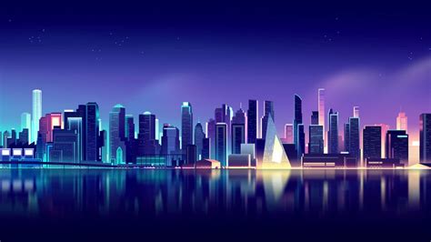 Neon, City, Skyline, Cityscape, Digital Art, Landscape, 4K, #6.1052 ...