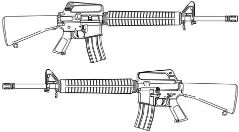 M16 rifle Blueprint - Download free blueprint for 3D modeling