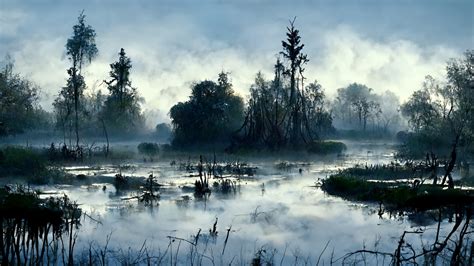 Calm Swamp Landscape by Jovan Bozovic : r/ImaginarySwamps