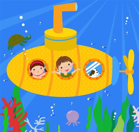 Submarine and kids stock vector. Illustration of singer - 35719371