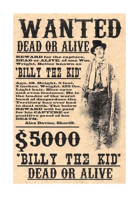 Billy The Kid Wanted Poster