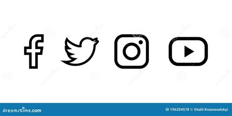 Set of Facebook Twitter Instagram and Youtube Icons. Social Media Icons ...