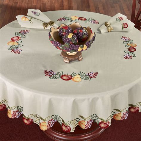 Ready to Embroider Circular Table Cloth with a Floral Embroidery ...