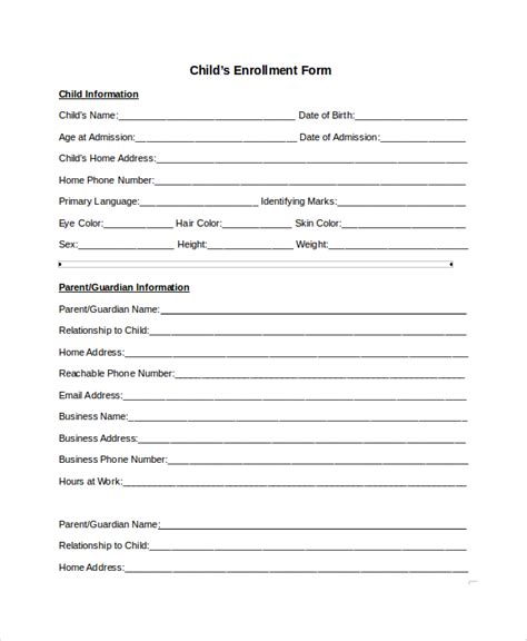 Enrollment Form Template