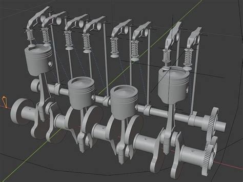 4 cylinder diesel engine animated and rigged 3D model animated rigged ...