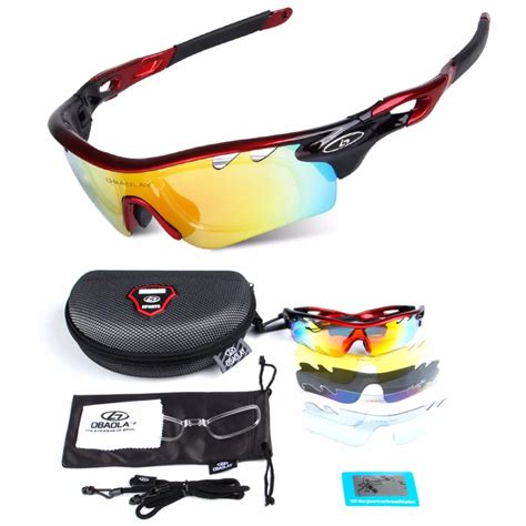 5 lens Polarized Cycling Sunglasses Sport Cycling Glasses Mens Mountain ...