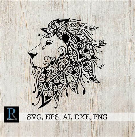 Mandala Lion SVG, Zentangle Lion SVG, Single Layered - Etsy | Lion ...