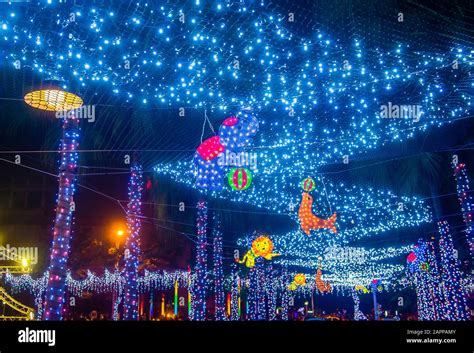 Christmas lights and decorations in downtown Taipei Taiwan Stock Photo ...