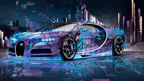 Download Bugatti Chiron Anime Car Wallpaper | Wallpapers.com