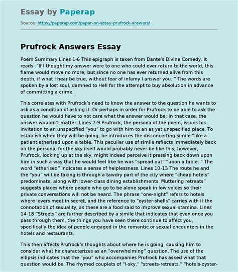 Prufrock Analysis Worksheet Answers - E-streetlight.com