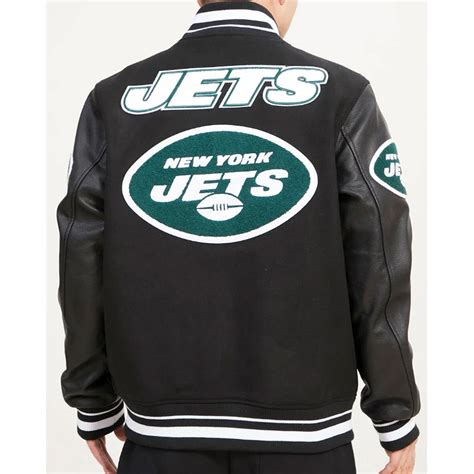 Wool/Leather Black New York Jets Mashup Varsity Jacket - Jackets Masters