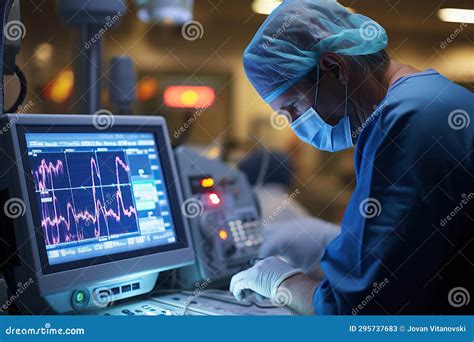 Hospital Surgery with Heart Rate Monitor Stock Illustration ...