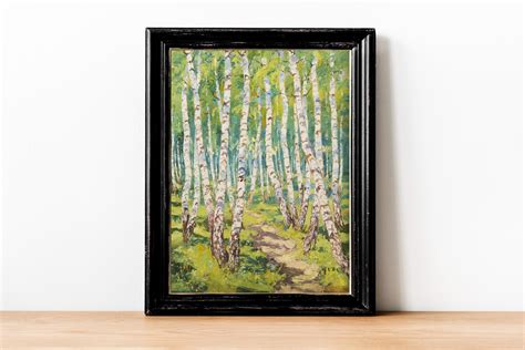 ART PRINT in a Birch Grove Oil Painting Vintage Birch Tree - Etsy