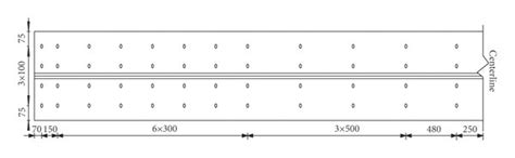 Different layouts of the shear studs. (a) Case1 (320). (b) Case 3 (96 ...