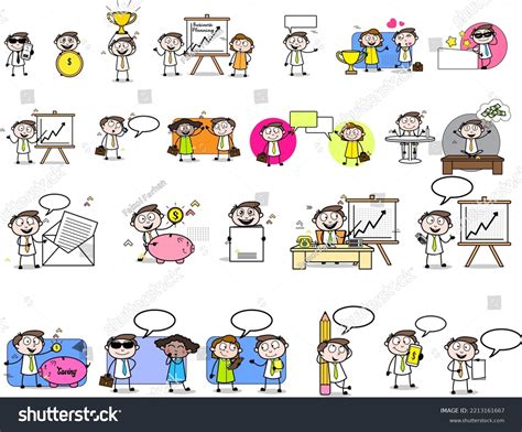 Businessman Character Set Cartoon Poses Meeting Stock Vector (Royalty ...