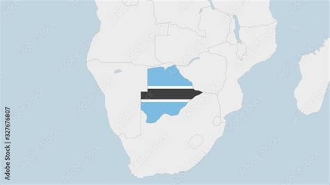 Botswana map highlighted in Botswana flag colors and pin of country ...