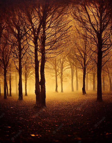 Premium Photo | Scary forest with fog 3d illustrated