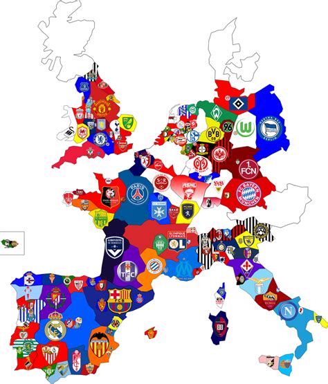 Football Teams Map | European soccer, Football, Football fans