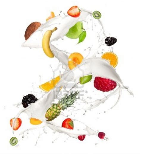 Fruit mix in milk splash, isolated on white background Stock Photo ...