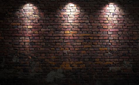 Premium Photo | Brick wall with lights