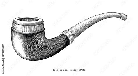 Tobacco pipe hand drawing vintage clip art isolated on white background ...