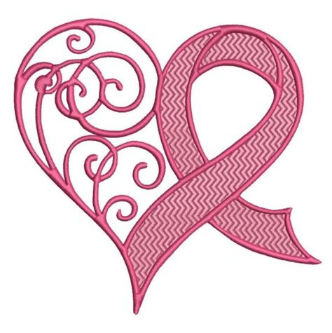 Breast Cancer Awareness Heart Embroidery Design Instant Download for ...