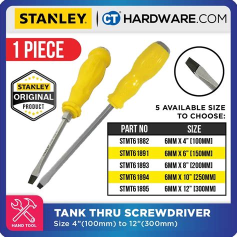 Flat Head Screwdriver Sizes