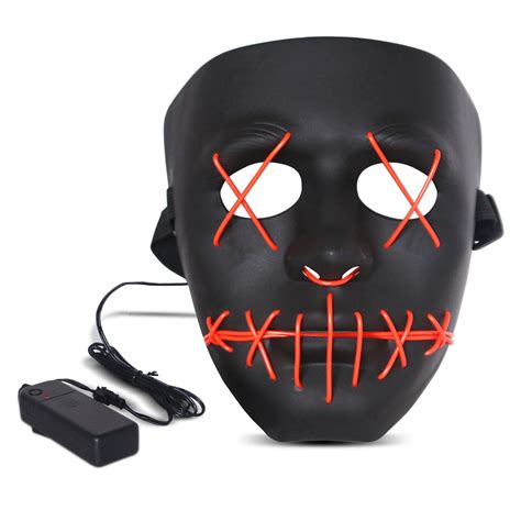 Halloween LED Mask Purge Masks with Lighten EL Wires Scary Light Up ...