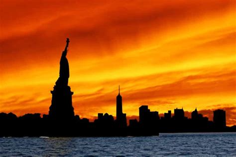 Statue Of Liberty At Sunset