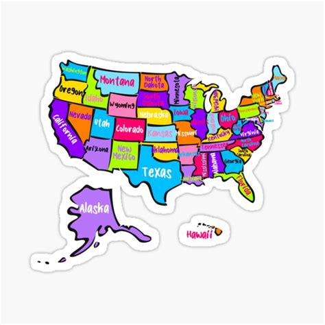 " US Map with states names, bright color United States map, USA ...