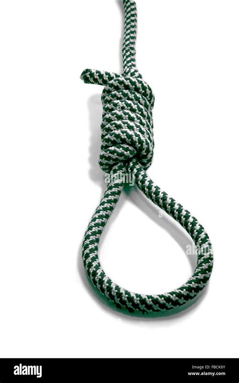 A handcrafted Traditional Hangman's Rope Noose cut-out on white Stock ...