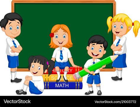 Cartoon school kids studying in the classroom Vector Image