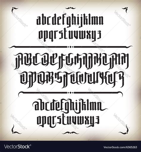 Modern gothic font Royalty Free Vector Image - VectorStock