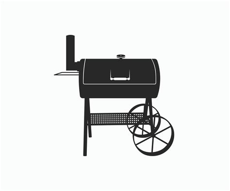 BBQ Charcoal Grill Trolley Silhouette On White Background. BBQ Grill ...